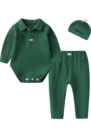 Stylecast Kids Green Striped Pure Cotton Bodysuit with Pyjamas