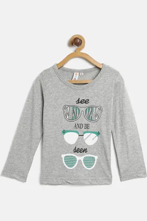 Kids On Board Grey Cotton Regular Top