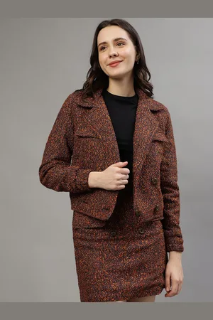 Elle Textured Double-Breasted Comfort Fit Blazers