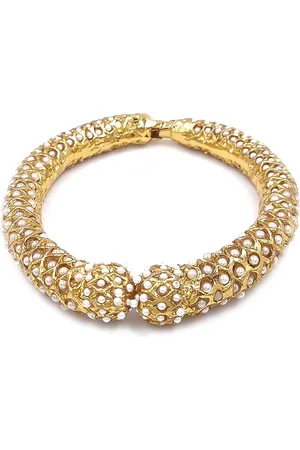 Anouk White Gold Plated Pearl Studded Ethnic Rajasthani Bangles
