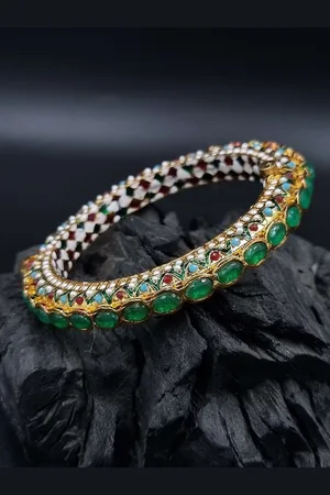 Anouk Gold Plated Bead Studded Ethnic Rajasthani Bangles