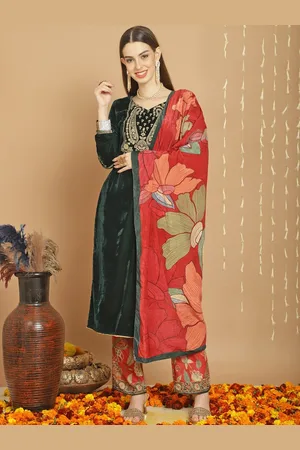 Stylee Lifestyle Floral Embroidered Velvet Unstitched Dress Material