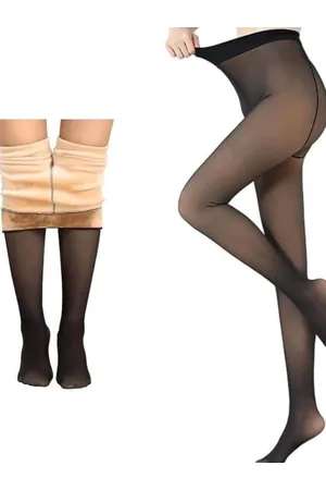 ZeroKaata Women Dual-Tone High Waist Fleece Winter Stockings