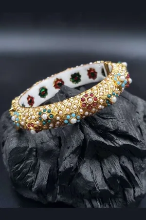 Anouk Gold Plated Pearl Studded Ethnic Rajasthani Bangles