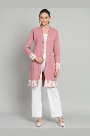 Chemistry Self Design Longline Woollen Open Front Shrug