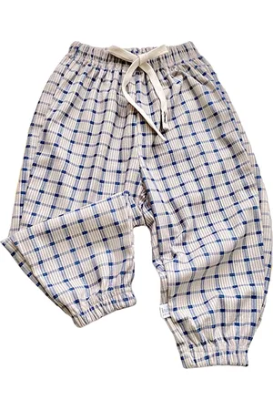 Stylecast Boys Beige Checked Mid Rise Joggers