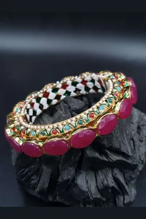 Anouk Gold Plated Pearl Studded Ethnic Rajasthani Bangles