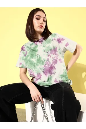 Roadster The Life Co. December Frosty Winters Tie & Dye Ombre Pure Cotton T-shirt