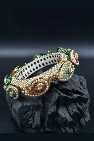 Anouk Gold Plated Pearl Studded Ethnic Rajasthani Bangles