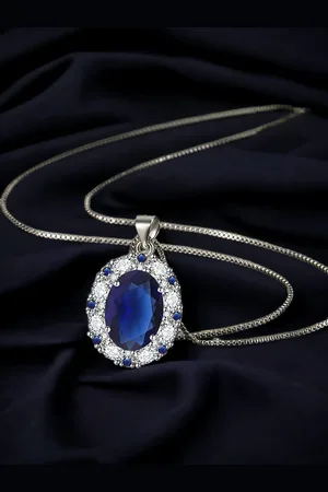 Designs & You Silver-Plated CZ-Studded Pendant With Chain
