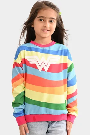 BONKIDS Girls Striped Printed Cotton Pullover
