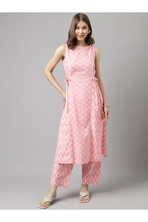 FIORRA Ethnic Motifs Printed Pure Cotton A-Line Kurta With Trousers