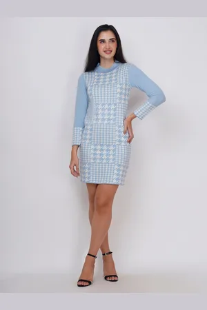 Chemistry Geometric Printed High Neck Acrylic Sheath Dress