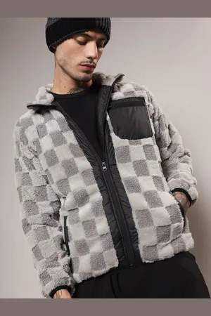Campus Buffalo Checked Windcheater Faux Fur Trim Tailored Jacket