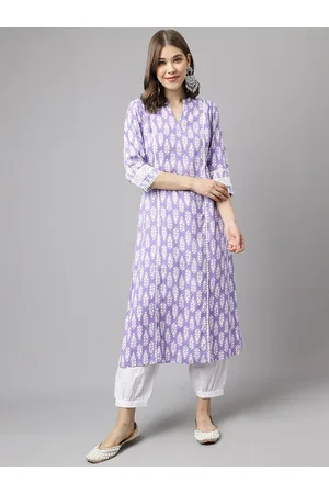 FIORRA Floral Printed Pure Cotton Straight Kurta With Trousers