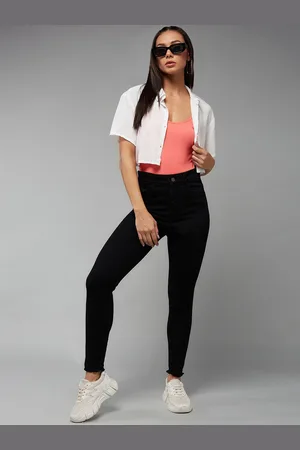 DOLCE CRUDO Women Black Skinny Fit High-Rise Stretchable Jeans