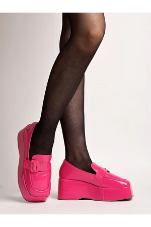 Shoetopia Square Toe Buckle Detail Flatform Pumps