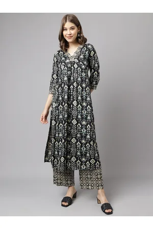 FIORRA Women Cotton A Line Kurta with Palazzo