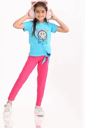 BONKIDS Girls Pink Printed Pure Cotton Clothing Set