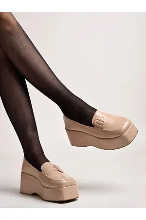Shoetopia Square Toe Buckle Detail Flatform Pumps