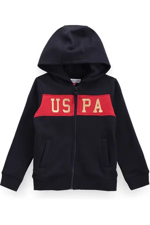 Ralph Lauren Boys Brand Logo Printed Hooded Front Open Cotton Sweatshirt