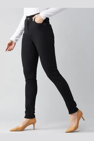 DOLCE CRUDO Women Black Slim Fit High-Rise Stretchable Jeans
