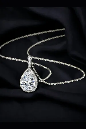 Designs & You Silver-Plated CZ-Studded Pendant With Chain