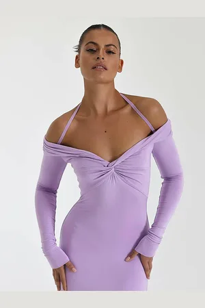 LULU & SKY Off-Shoulder Cold-Shoulder Sleeves Bodycon Dress