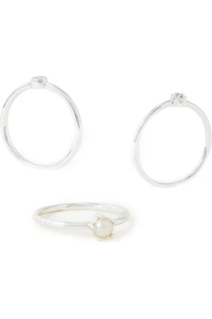 Accessorize London Set Of 2 Women Sterling Silver Plated Rings