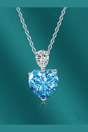 Designs & You Silver Plated Cubic Zirconia Stone Studded Heart Shape Pendant With Chain