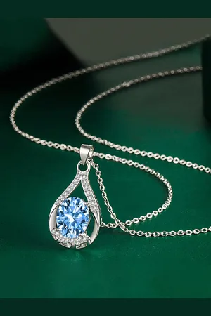 Designs & You Silver-Plated Cubic Zirconia Studded Teardrop Shape Pendant With Chain