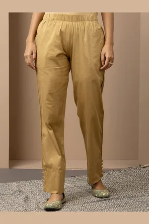 Lakshita Women Mid Rise Smart Straight Fit Cotton Trousers