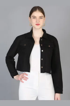 Chemistry Fringed Hem Cotton Denim Crop Jacket