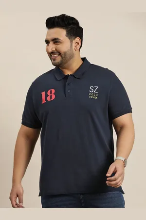Sztori Men Plus Size Typography Printed Polo Collar T-shirt