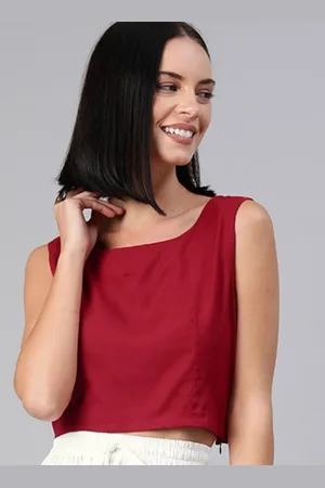 Jaipur Boat Neck Sleeveless Crop Top