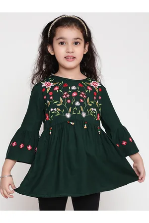 BAESD Girls Floral Embroidered Peplum Top