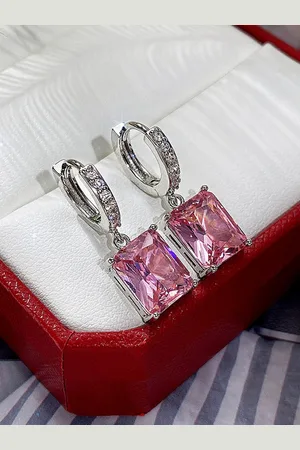 Designs & You Silver-Plated American Diamond Geometric Hoop Earrings