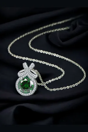 Designs & You Silver Plated Cubic Zirconia Studded Pendant With Chain