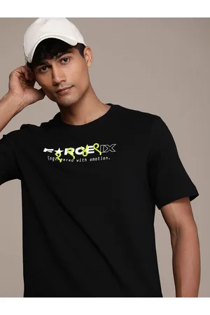 FORCE IX Men Brand Logo Printed Pure Cotton T-shirt