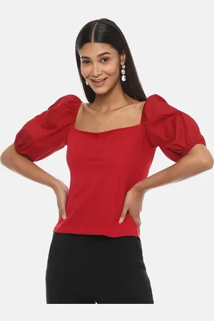 Campus Square Neck Puff Sleeves Regular Top
