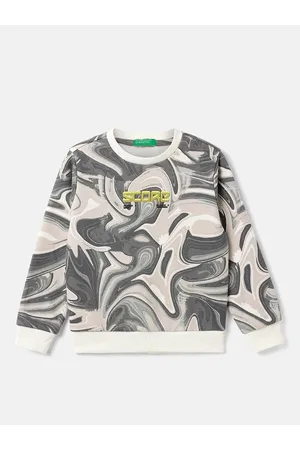 Benetton Boys Abstract Printed Cotton Pullover Sweatshirt