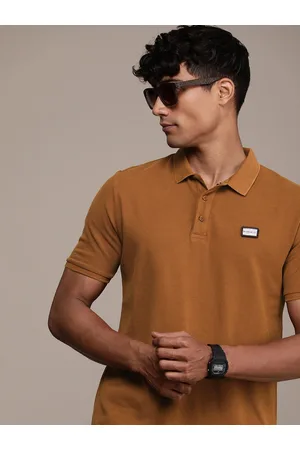 FORCE IX Men Solid Polo Collar Pure Cotton T-shirt