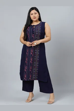 Sztori Plus Size Ethnic Motifs Printed Straight Kurta With Palazzos