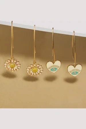 Ami Set Of 2 Gold-Plated Contemporary Drop Earrings