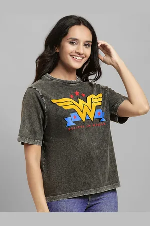Free Authority Wonder Woman Printed Short Sleeves Pure Cotton T-shirts
