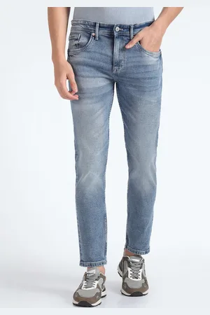 Flying Machine Men Tapered Fit Clean Look Whiskers & Chevrons Stretchable Jeans