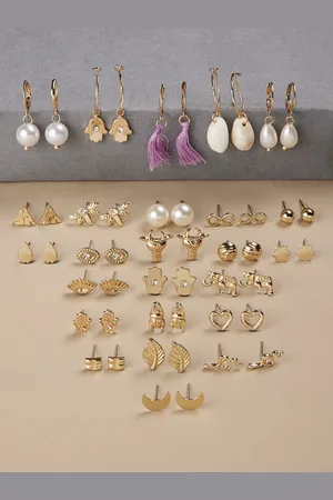 Ami Set Of 25 Gold-Plated Contemporary Drop Earrings