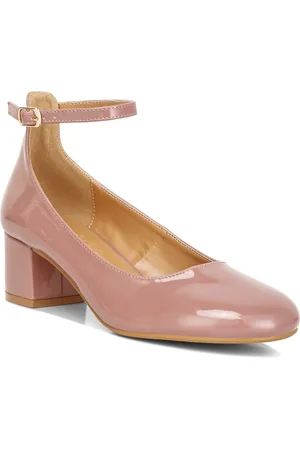 RAG & CO Round Toe Ankle Looped Block Heel Pumps