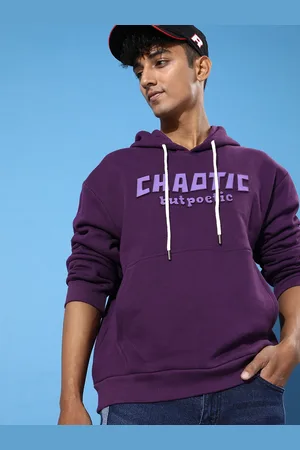 Difference of Opinion Men Typography Oversized Fleece Hooded Sweatshirt