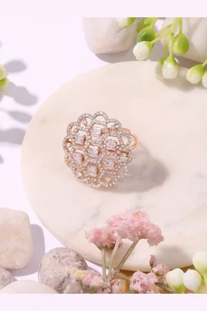 Ami Rose Gold Plated CZ-Studded Adjustable Ring